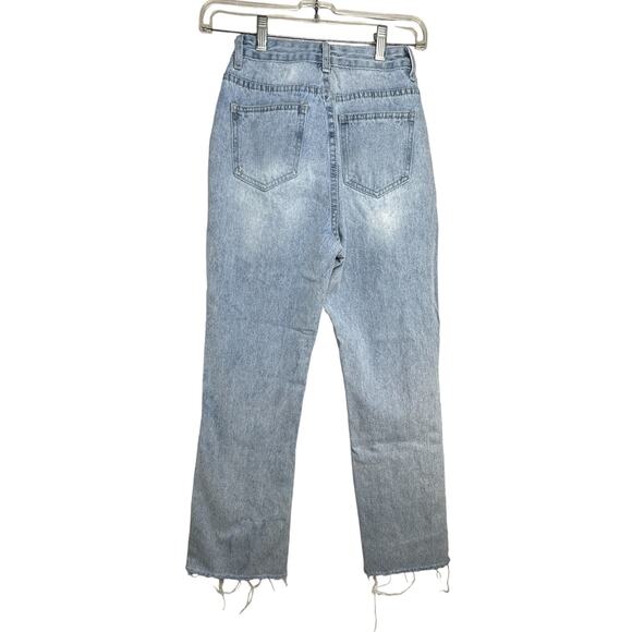 Princess Polly Jeans Size US 0 AU/UK 4 High Rise Cropped Button Fly Light Wash - Picture 4 of 8